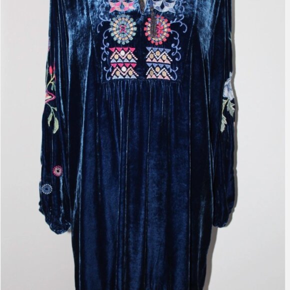 Johnny Was Embroidered Nikkola Velvet Yoke Dress Relaxed Fit S $420 - Picture 5 of 7